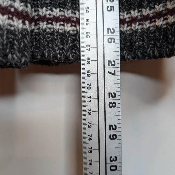 Bluenotes Grey, White & Burgundy Open Front Knit  Aztec Cardigan Medium - Picture 8 of 8